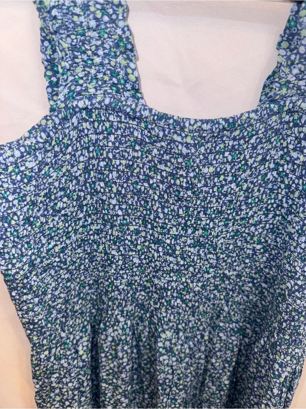 aerie Teal Floral Smocked Midi Dress - Picture 4 of 7